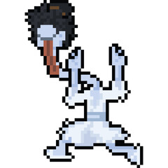 Pixel art cartoon japan long neck ghost character