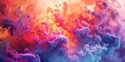 Obraz premium A colorful explosion of smoke and fire with a bright orange and pink hue