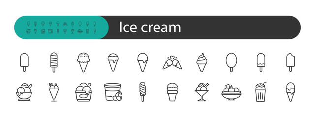 set of ice cream icons, popsicle, summer, gelato