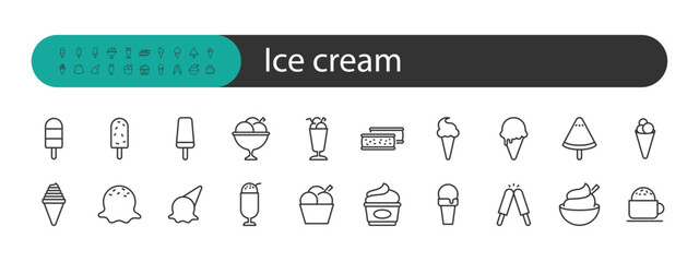 set of ice cream icons, popsicle, summer, gelato