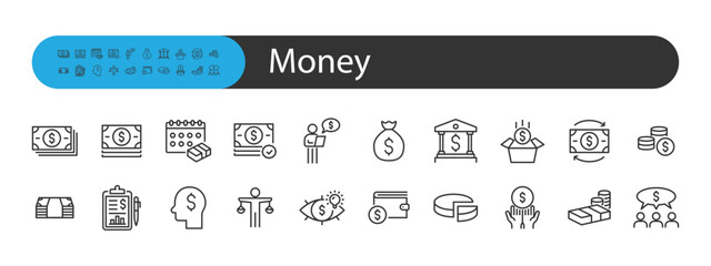 set of money icons, finance, profit, income