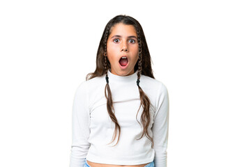 Young girl over isolated chroma key background with surprise facial expression