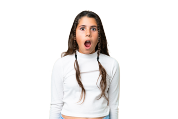 Young girl over isolated chroma key background with surprise facial expression