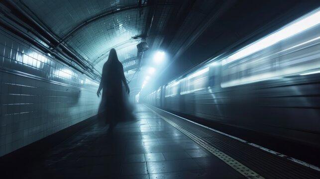 A floating shadow ghost in ight on street 