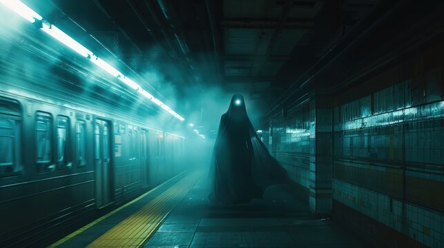 A floating shadow ghost in ight on street 