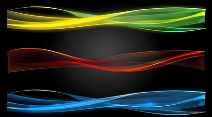 Three colorful wavy lines on a black background. The lines are red, green, and blue. Generative AI