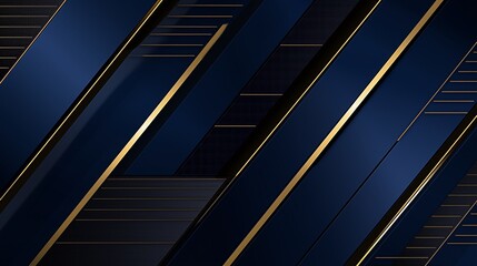 Professional abstract background featuring dark blue hues with golden triangle patterns, ideal for corporate presentations or highend advertisements, with ample copy space