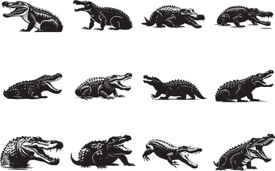 Crocodile Silhouette Vector Illustration
