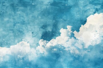 Highlighting a cloud decoration with a vintage blue watercolor texture