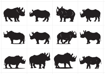 Fototapeta premium Rhino Silhouette Vector Illustration
