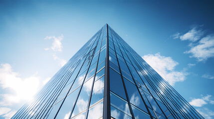 Blue sky background with glass building