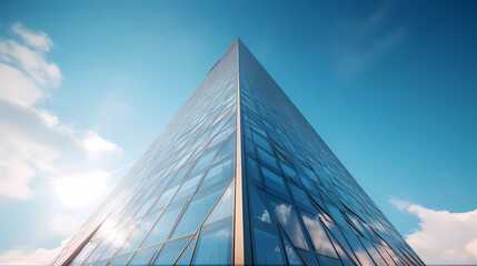Obraz premium Blue sky background with glass building