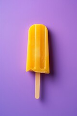 Bright Yellow Popsicle on a Purple Background