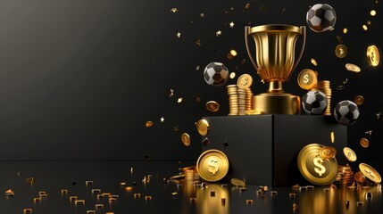 This sport betting dark web banner integrates a champion cup