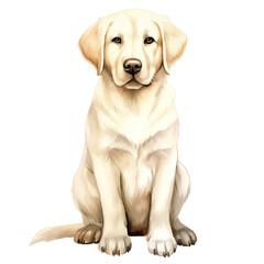 AI-Generated Watercolor cute Labrador Retriever Clip Art Illustration. Isolated elements on a white background.