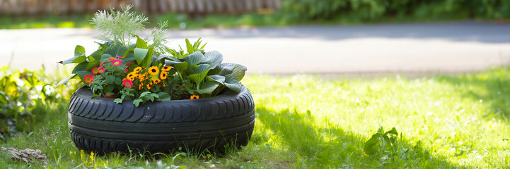 Transforming Summer Tires into Whimsical Planters ar 3:2 