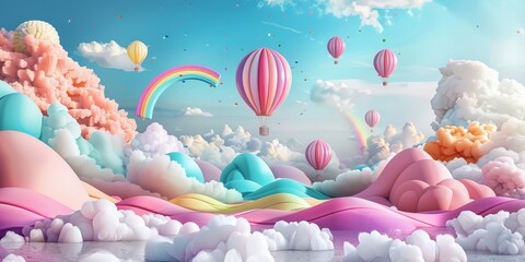 Hot Air Balloons Floating in the Sky