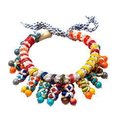 Beaded bracelet crafting, transparent background, isolated image, generative AI