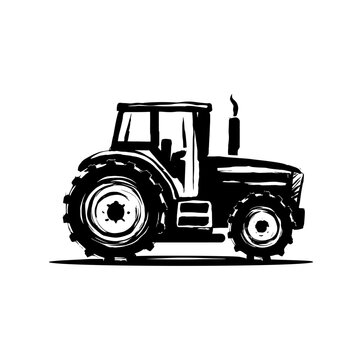 recommend clip art: A hand drawn line art of a tractor. Outline agrimotor, side view. Modern flat vector illustration. Side view of modern farm tractor

