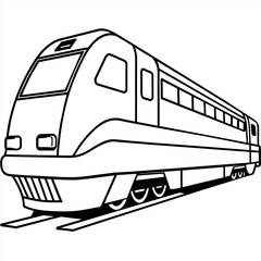 Train outline coloring book page line art illustration digital drawing