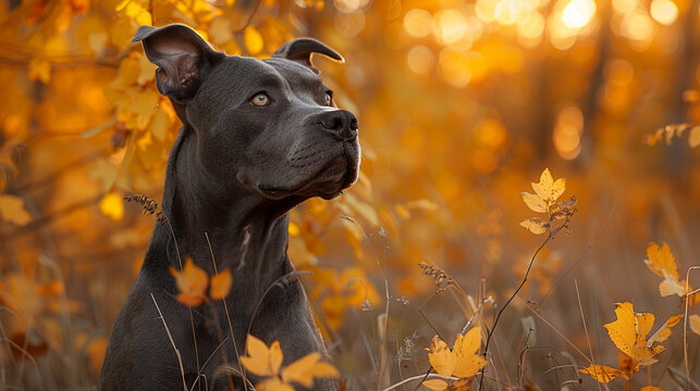 dog in autumn forest