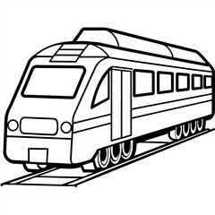 Train outline coloring book page line art illustration digital drawing