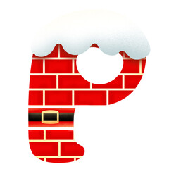 Letters A-Z and numbers 0-9, chimney theme on Christmas Day.