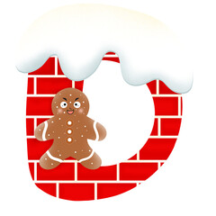Letters A-Z and numbers 0-9, chimney theme on Christmas Day.