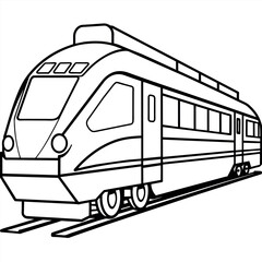 Train outline coloring book page line art illustration digital drawing