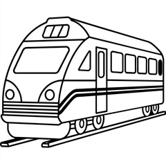 Train outline coloring book page line art illustration digital drawing