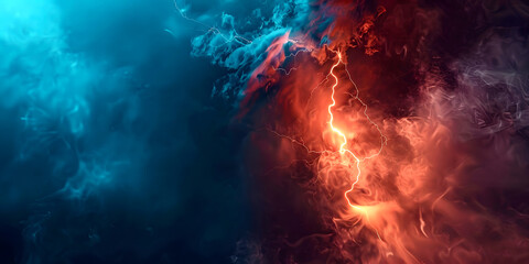 Thunderstorm and lightning in a dark sky