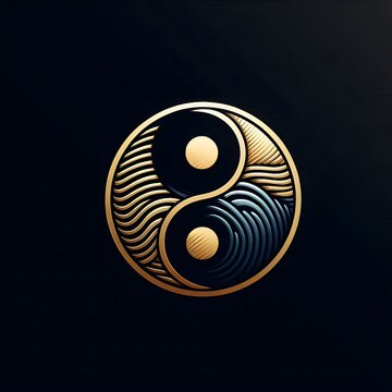 recommend clip art: AI Generate of Luxury Yin Yang Logo Concept Stock Vector with Dark Black Background