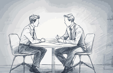 Negotiation concept: Two businesspeople having a discussion at a round table