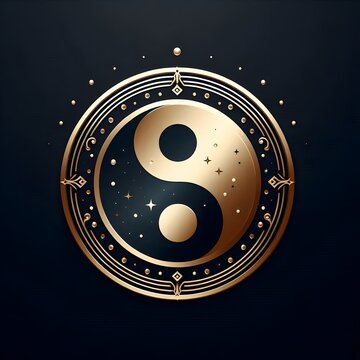 recommend clip art: AI Generate of Luxury Yin Yang Logo Concept Stock Vector with Dark Black Background