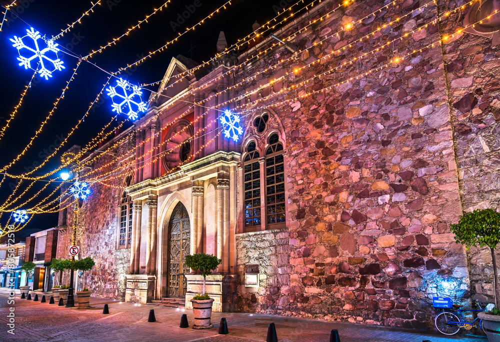 Canvas Prints sagrario diocesano church in aguascalientes, mexico at night