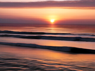 Obraz premium Sunset Sea Beach Landscape Art 