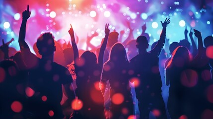 back view of crowd of people dancing at concert