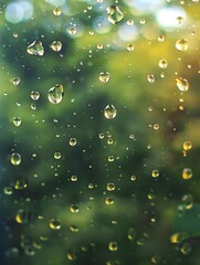 Raindrops on a green Window