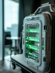 Naklejka premium A portable DNA sequencer used in field hospitals to identify pathogens and guide treatment in outbreak situations