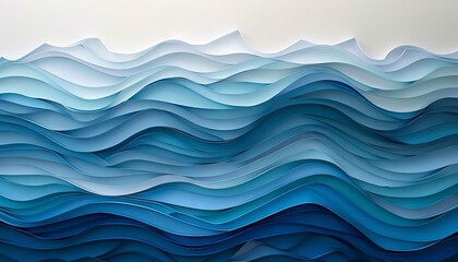 A subtle gradient of paper cuts in shades of blue, resembling a serene ocean with layered waves