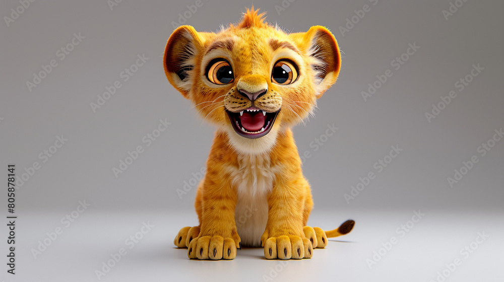 Poster cartoon lion on white background hd