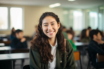 Obraz premium young student woman in a class at school