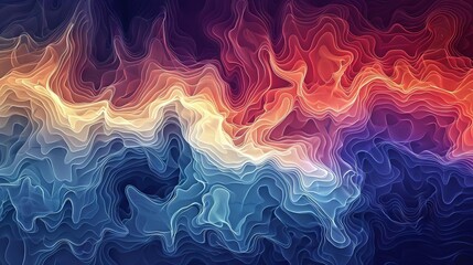 Obraz premium A visualization of a heatmap showing energy waves in a gradient from cool blues to hot reds