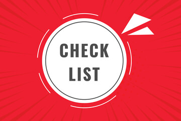 Check List Button. Speech Bubble, Banner Label CheckList