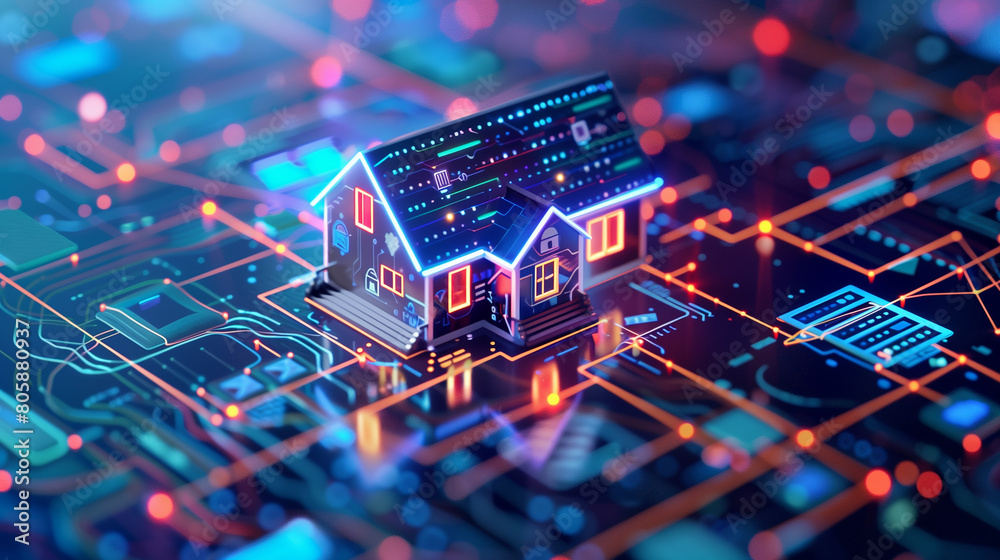 Poster iot devices and connected appliances are protected by encryption and cybersecurity measures to safeg