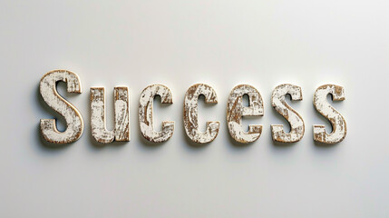 Isolated "Success" text written in bold and elegant font against a clean white background, conveying achievement and accomplishment.