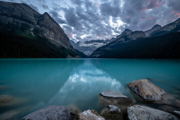Beautiful nature of Lake Louise in Banff National Park at sunset, Canada
