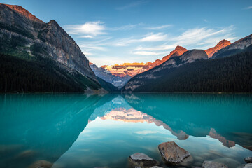 Beautiful nature of Lake Louise in Banff National Park at sunrise, Canada