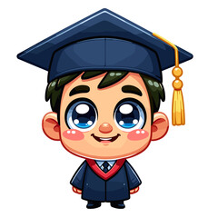 Cute Cartoon Boy in Graduation Cap, Kid-Friendly Graduation Celebration Illustration

