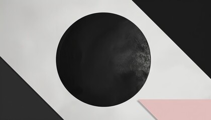 An abstract design where a black circle occupies one corner, with the rest of the frame in stark negative space